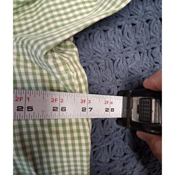 L.L. Bean Green Gingham Mens Wrinkle-Resistant Button-Up Shirt XL Tall 100% Cott - Picture 4 of 5